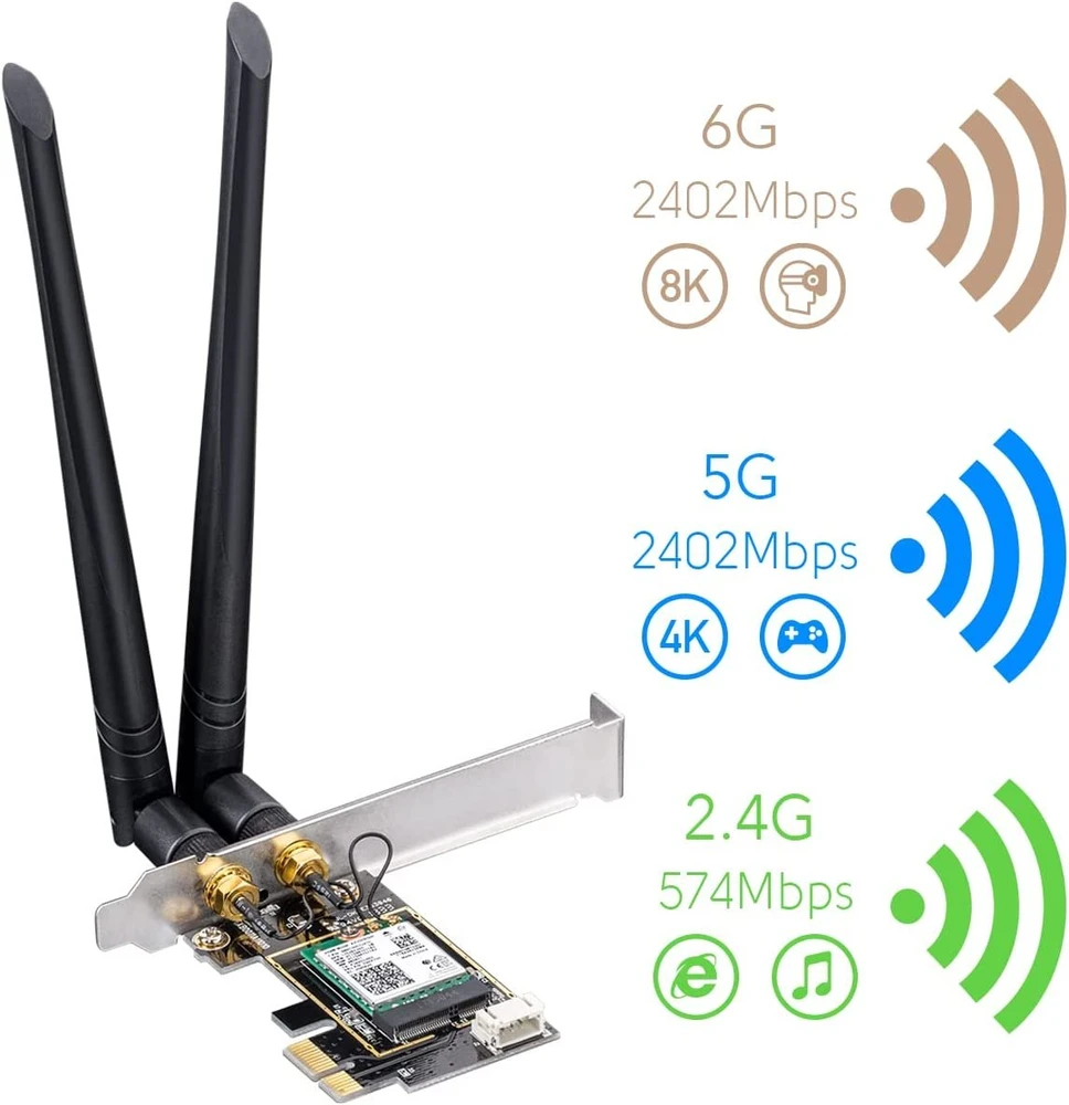 כ.רשת אלחוטי Cudy WE3000 AX200 WIFI 6 Bluetooth 5.2 PCI-E
